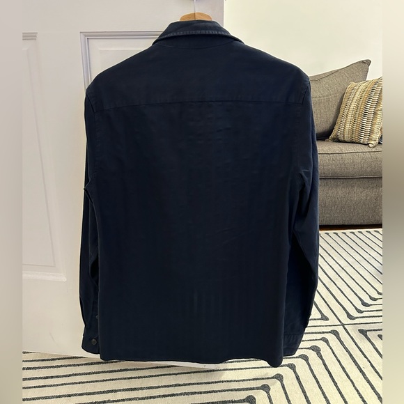 Zara Men’s Small Navy Stripe Button Down - Picture 2 of 3